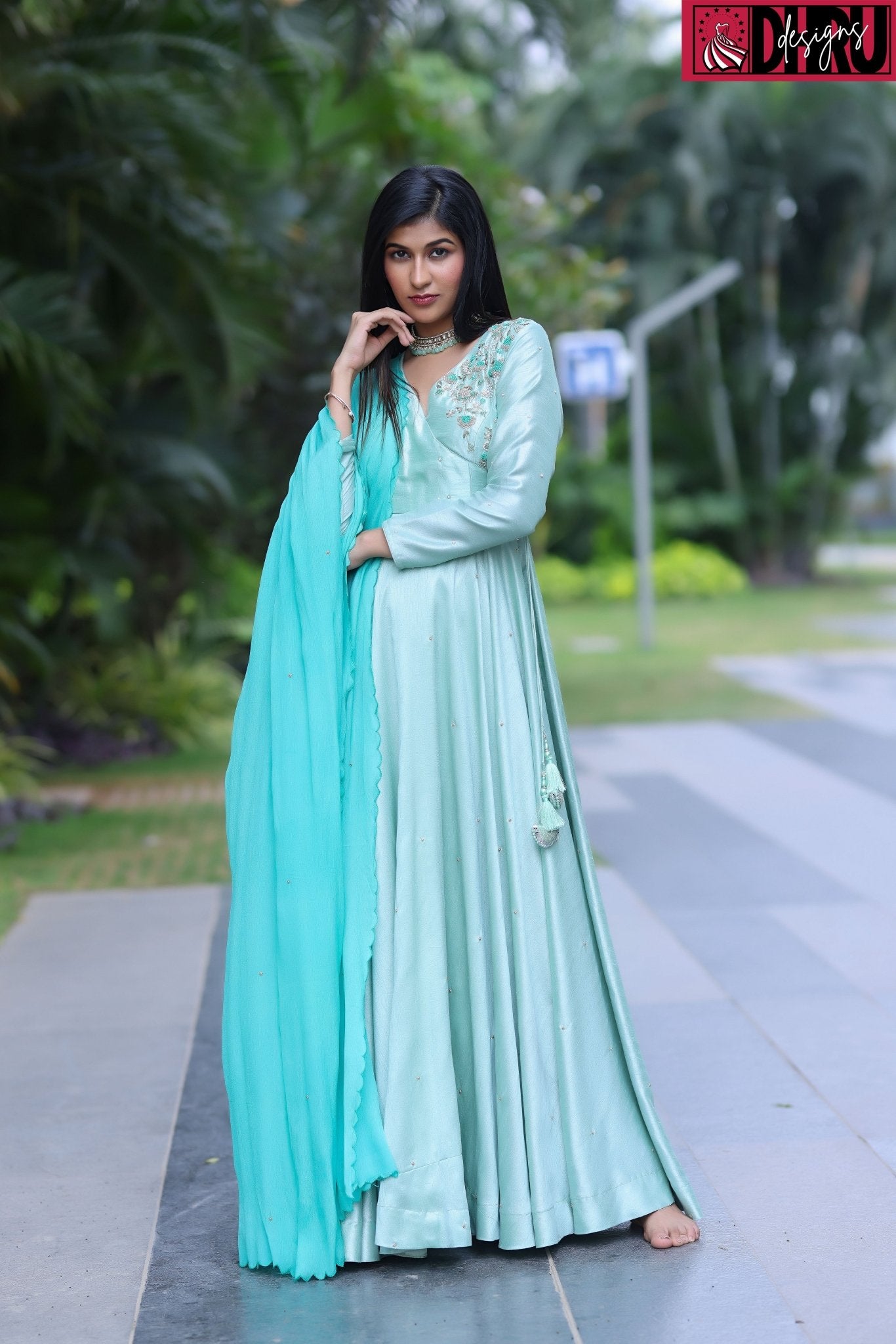 Angrakha style long frock best sale