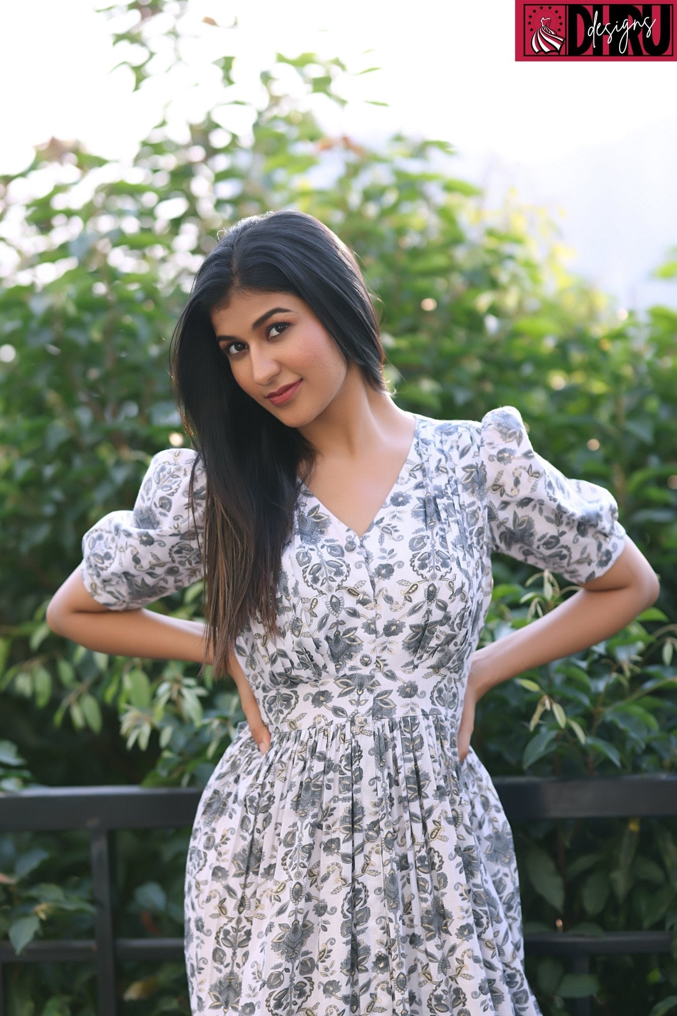 Grey Casual Frock - Dhru Boutique and Fabrics