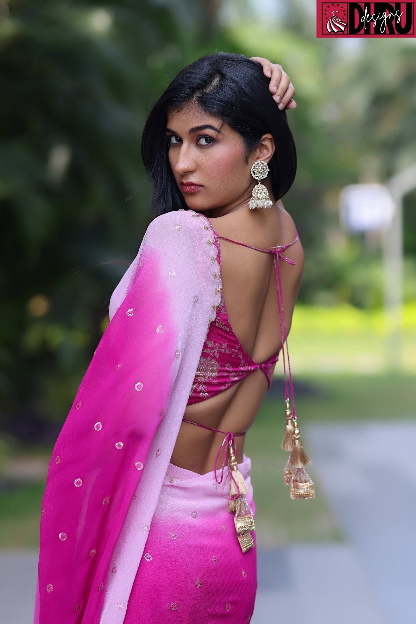 Ombré georgette saree - Dhru Boutique and Fabrics