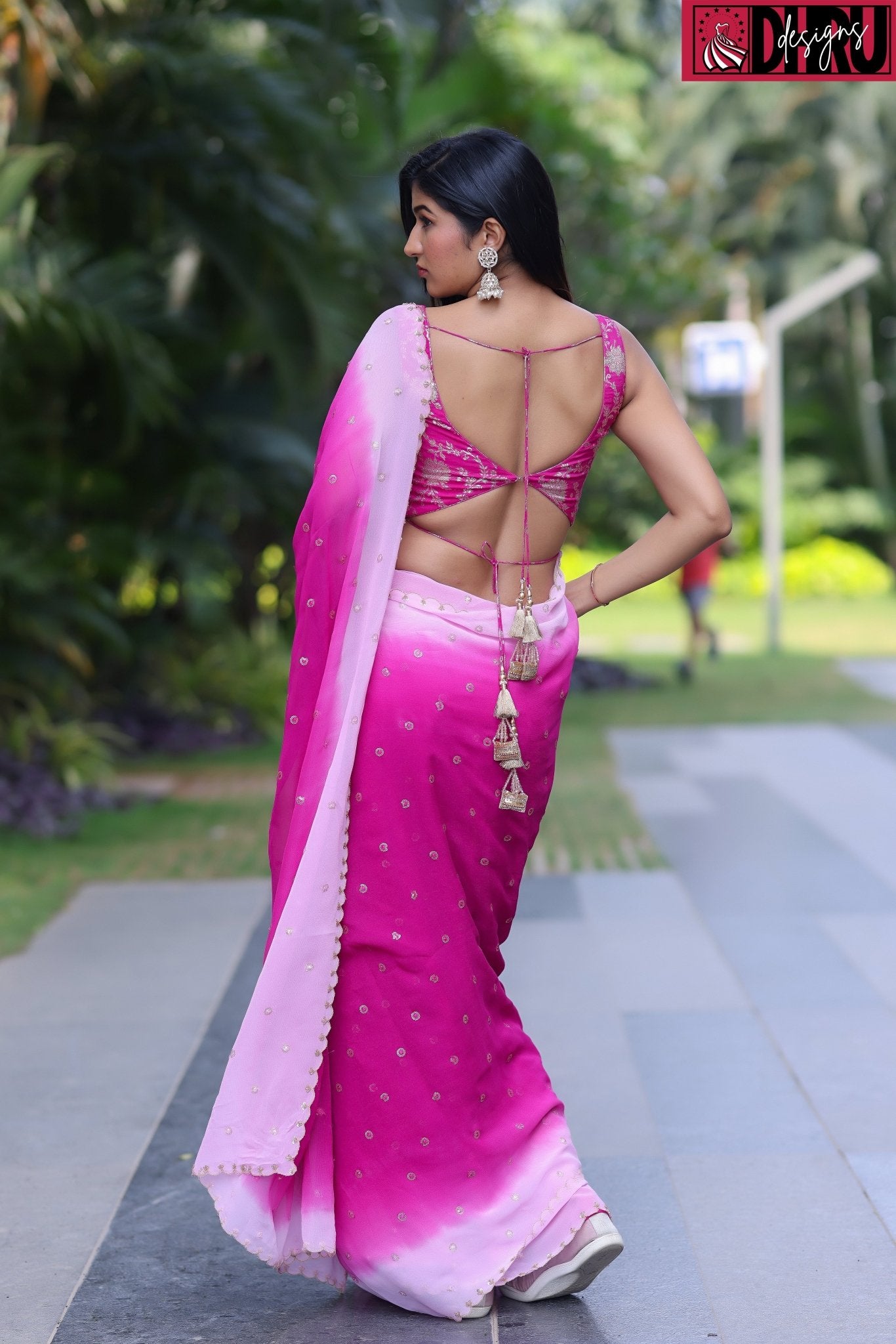 Ombré georgette saree - Dhru Boutique and Fabrics