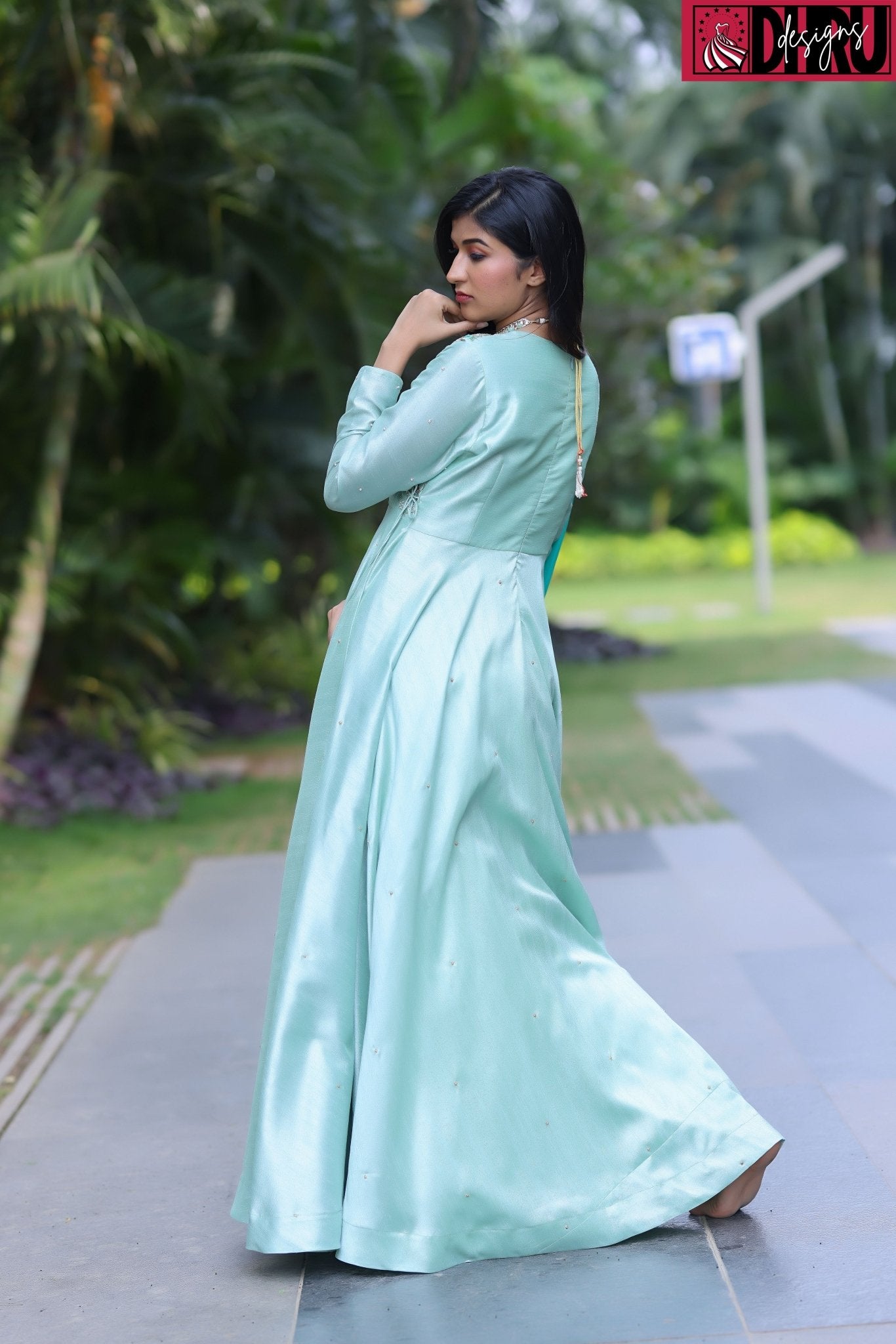 Angrakha style long frock - Dhru Boutique and Fabrics