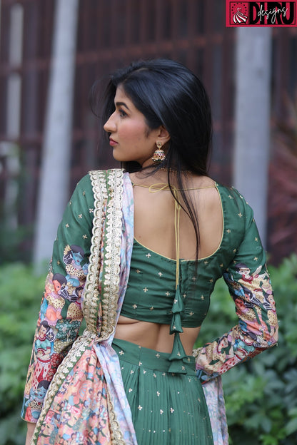 Kalamkari print lehenga - Dhru Boutique and Fabrics