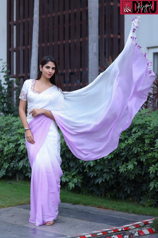 Lavender ombré saree - Dhru Boutique and Fabrics